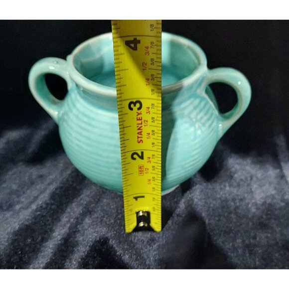 Shawnee MCM Made In USA Creamer & Sugar Bowl Snowflake Turquoise Blue Star Burst - Picture 15 of 15